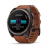 Montre Garmin Fenix 9 51 mm Titane DLC Bracelet Cuir + Silicone