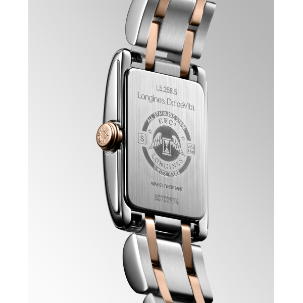 Montre Longines DolceVita Cadran Argenté Flinqué Acier Or Rose 17,70 X 27 mm