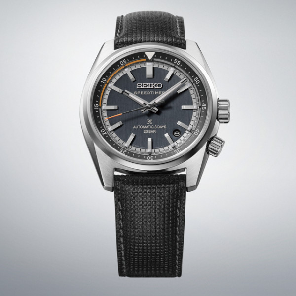 Montre Seiko Prospex Speedtimer HBC004J1 39,5 mm Automatique Cadran Gris Bracelet Cuir Noir
