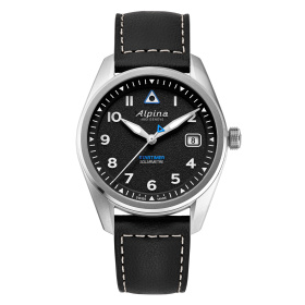 Montre Alpina Startimer Pilot Solarmetre 38 mm Cadran Noir Cuir