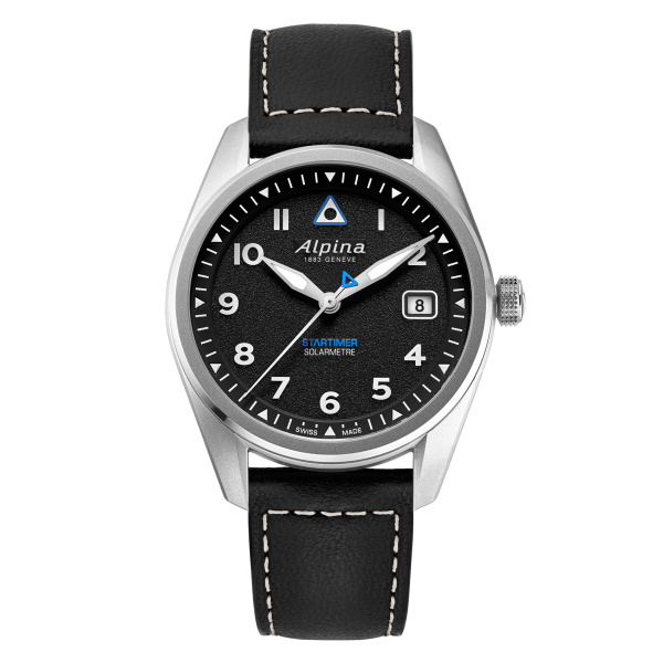 Montre Alpina Startimer Pilot Solarmetre 38 mm Cadran Noir Cuir