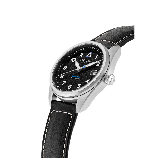 Montre Alpina Startimer Pilot Solarmetre 38 mm Cadran Noir Cuir