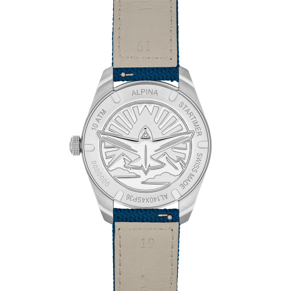 Montre Alpina Startimer Pilot Solarmetre 38 mm Cadran Bleu Textile