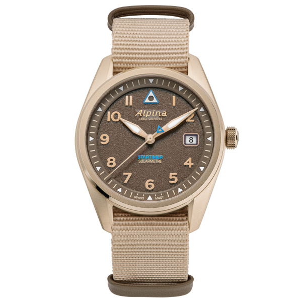 Montre Alpina Startimer Pilot Solarmetre 38 mm PVD Champagne NATO