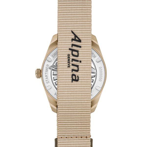 Montre Alpina Startimer Pilot Solarmetre 38 mm PVD Champagne NATO