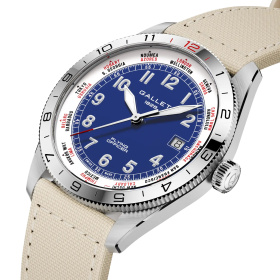 Montre Gallet Flying Officer Automatic 40 mm Cadran Bleu Bracelet Textile Beige