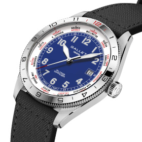 Montre Gallet Flying Officer Automatic 40 mm Cadran Bleu Bracelet Textile Noir