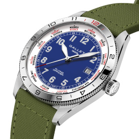Montre Gallet Flying Officer Automatic 40 mm Cadran Bleu Bracelet Textile Vert