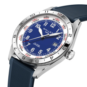 Montre Gallet Flying Officer Automatic 40 mm Cadran Bleu Bracelet Caoutchouc Bleu