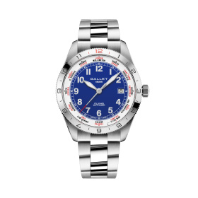Montre Gallet Flying Officer Automatic 40 mm Cadran Bleu Bracelet Acier