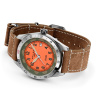 Montre Gallet Flying Officer Automatic 40 mm Cadran Orange Bracelet Cuir Beige