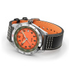 Montre Gallet Flying Officer Automatic 40 mm Cadran Orange Bracelet Cuir Noir
