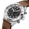 Montre Gallet Flying Officer Chronograph 40 mm Cadran Noir Bracelet Cuir Brun