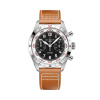 Montre Gallet Flying Officer Chronograph 40 mm Cadran Noir Bracelet Cuir Orange