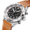 Montre Gallet Flying Officer Chronograph 40 mm Cadran Noir Bracelet Cuir Orange