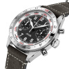 Montre Gallet Flying Officer Chronograph 40 mm Cadran Noir Bracelet Cuir Gris