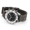 Montre Gallet Flying Officer Chronograph 40 mm Cadran Noir Bracelet Cuir Gris