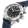 Montre Gallet Flying Officer Chronograph 40 mm Cadran Noir Bracelet Cuir Bleu
