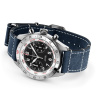 Montre Gallet Flying Officer Chronograph 40 mm Cadran Noir Bracelet Cuir Bleu
