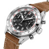 Montre Gallet Flying Officer Chronograph 40 mm Cadran Noir Bracelet Cuir Beige