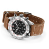 Montre Gallet Flying Officer Chronograph 40 mm Cadran Noir Bracelet Cuir Beige