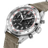 Montre Gallet Flying Officer Chronograph 40 mm Cadran Noir Bracelet Cuir Vert