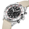 Montre Gallet Flying Officer Chronograph 40 mm Cadran Noir Bracelet Tissu Beige