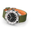 Montre Gallet Flying Officer Chronograph 40 mm Cadran Noir Bracelet Tissu Vert