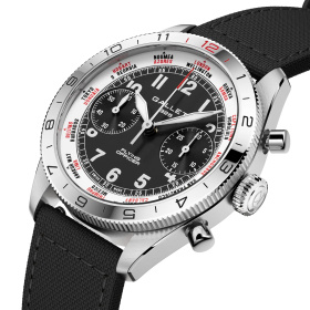 Montre Gallet Flying Officer Chronograph 40 mm Cadran Noir Bracelet Tissu Noir