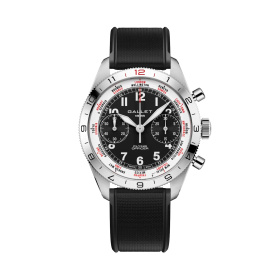 Montre Gallet Flying Officer Chronograph 40 mm Cadran Noir Bracelet Caoutchouc Noir