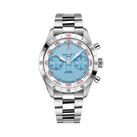 Montre Gallet Flying Officer Chronograph 40 mm Cadran Bleu Ciel Bracelet Acier