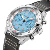 Montre Gallet Flying Officer Chronograph 40 mm Cadran Bleu Ciel Bracelet Cuir Noir