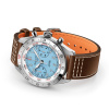 Montre Gallet Flying Officer Chronograph 40 mm Cadran Bleu Ciel Bracelet Cuir Brun