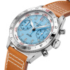 Montre Gallet Flying Officer Chronograph 40 mm Cadran Bleu Ciel Bracelet Cuir Orange