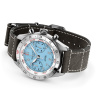 Montre Gallet Flying Officer Chronograph 40 mm Cadran Bleu Ciel Bracelet Cuir Gris