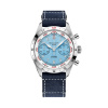 Montre Gallet Flying Officer Chronograph 40 mm Cadran Bleu Ciel Bracelet Cuir Bleu
