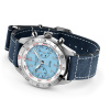 Montre Gallet Flying Officer Chronograph 40 mm Cadran Bleu Ciel Bracelet Cuir Bleu