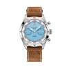 Montre Gallet Flying Officer Chronograph 40 mm Cadran Bleu Ciel Bracelet Cuir Beige