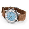 Montre Gallet Flying Officer Chronograph 40 mm Cadran Bleu Ciel Bracelet Cuir Beige