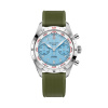 Montre Gallet Flying Officer Chronograph 40 mm Cadran Bleu Ciel Bracelet Caoutchouc Vert