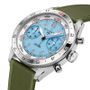 Montre Gallet Flying Officer Chronograph 40 mm Cadran Bleu Ciel Bracelet Caoutchouc Vert