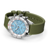 Montre Gallet Flying Officer Chronograph 40 mm Cadran Bleu Ciel Bracelet Caoutchouc Vert
