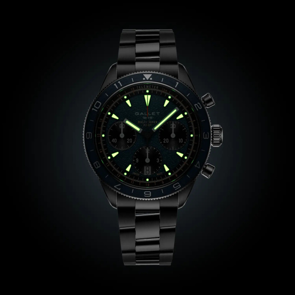 Montre Gallet Multichron Pilot 42 mm Cadran Bleu Bracelet Acier