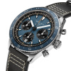 Montre Gallet Multichron Pilot 42 mm Cadran Bleu Bracelet Cuir Noir
