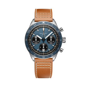 Montre Gallet Multichron Pilot 42 mm Cadran Bleu Bracelet Cuir Orange