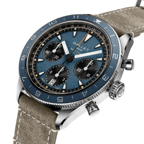 Montre Gallet Multichron Pilot 42 mm Cadran Bleu Bracelet Cuir Vert