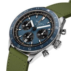 Montre Gallet Multichron Pilot 42 mm Cadran Bleu Bracelet Tissu Vert