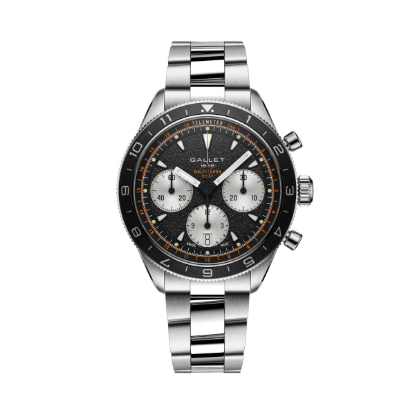 Montre Gallet Multichron Pilot 42 mm Cadran Noir Bracelet Acier