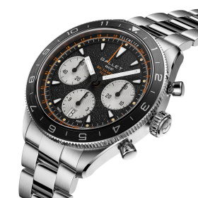 Montre Gallet Multichron Pilot 42 mm Cadran Noir Bracelet Acier
