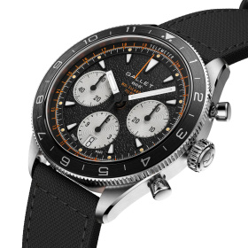 Montre Gallet Multichron Pilot 42 mm Cadran Noir Bracelet Tissu Noir
